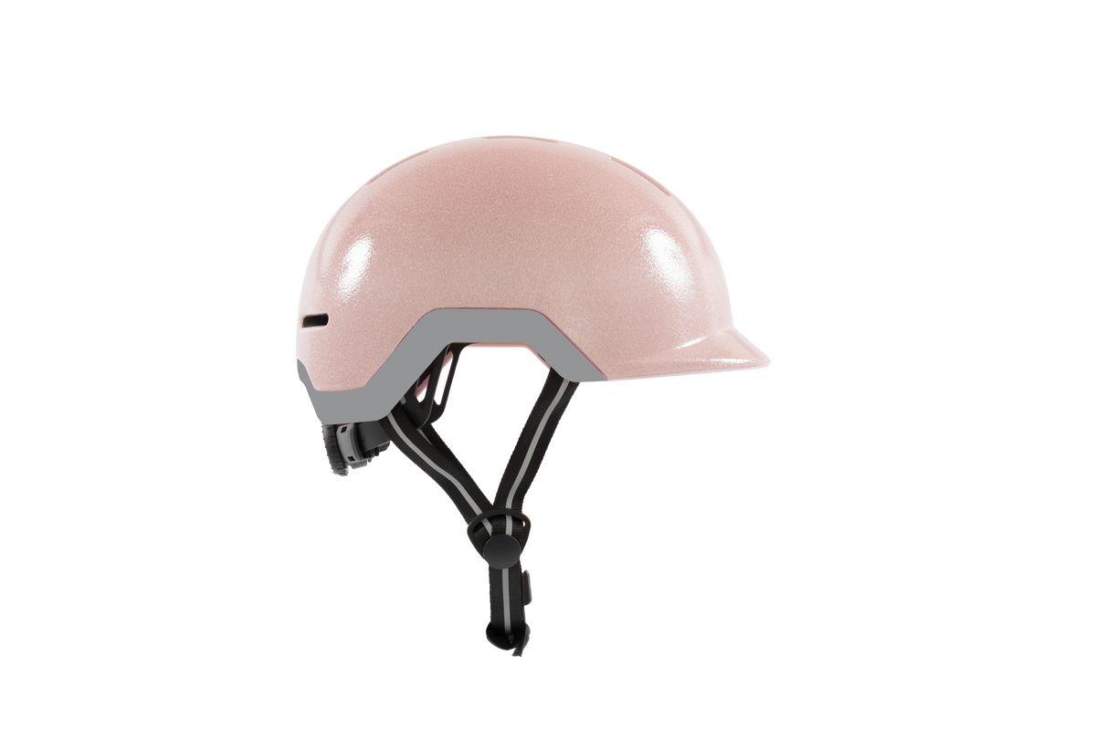 Reflecterende fietshelm - roze - reflecteert in het donker