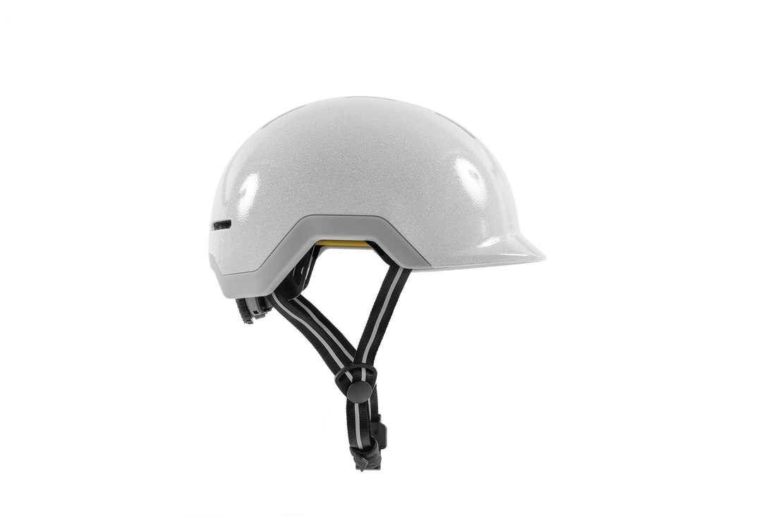 Reflecterende fietshelm - lichtgrijs - reflecteert in het donker