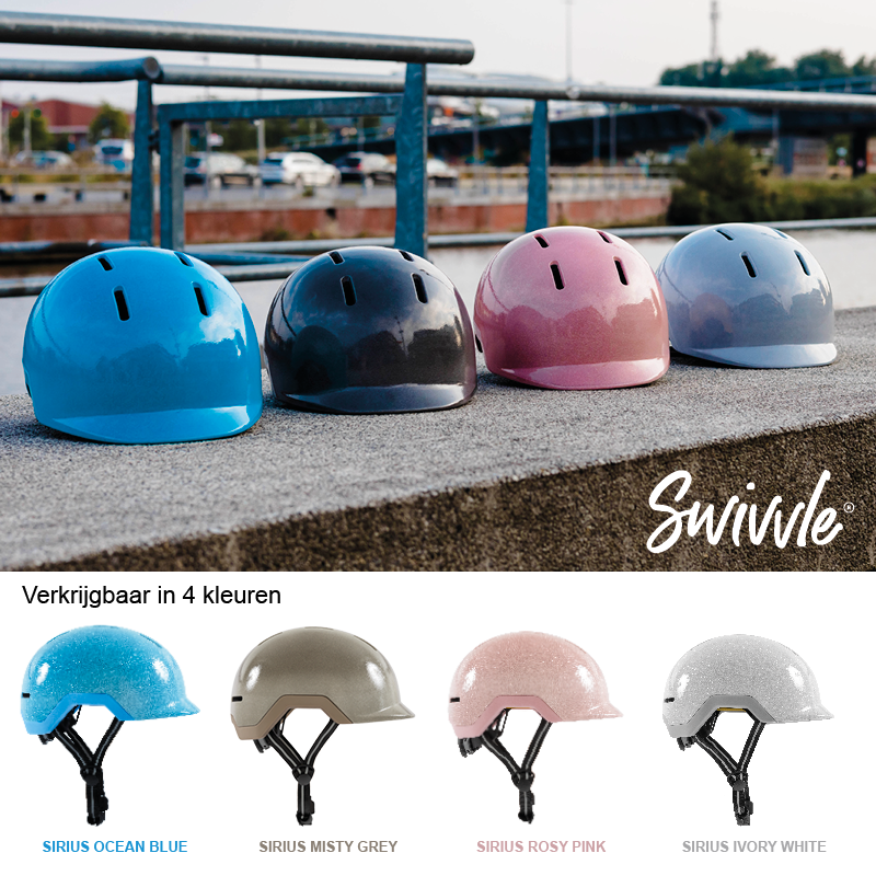De vier kleuren van de fietshelm Sirius van Swivvle